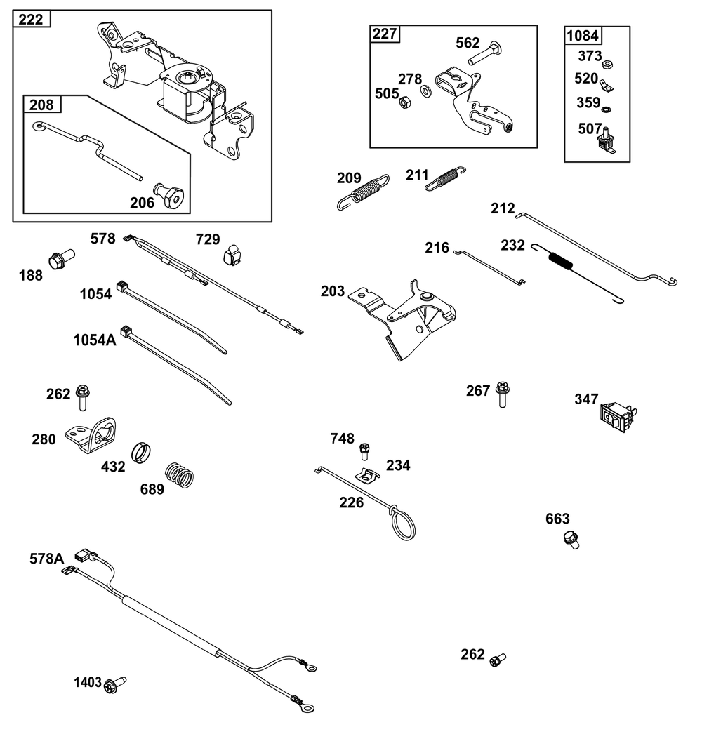 Controls Group Diagram and Parts List for 296442-0012-H5 200000 - 399999 Briggs and Stratton Engine